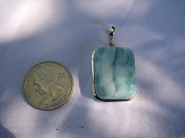 Larimar Pendant(Sterling Silver) calming, cooling and soothing to the emotional body, enhanced communication and feminine power 4008